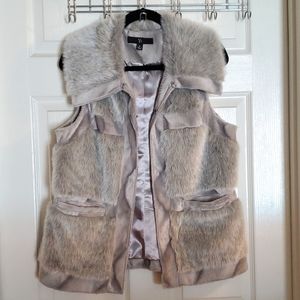 Gray Faux Fur Vest, Size M